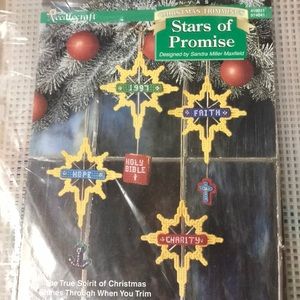 Stars of Promise plastic canvas needlecraft kit Christmas ornaments New